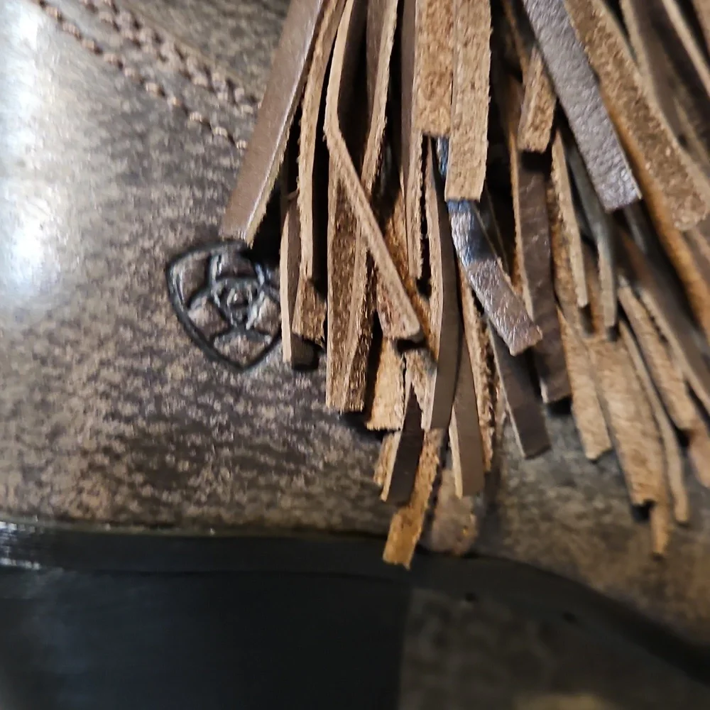 Ariat Duchess Brown Leather Fringe Ankle Boots
